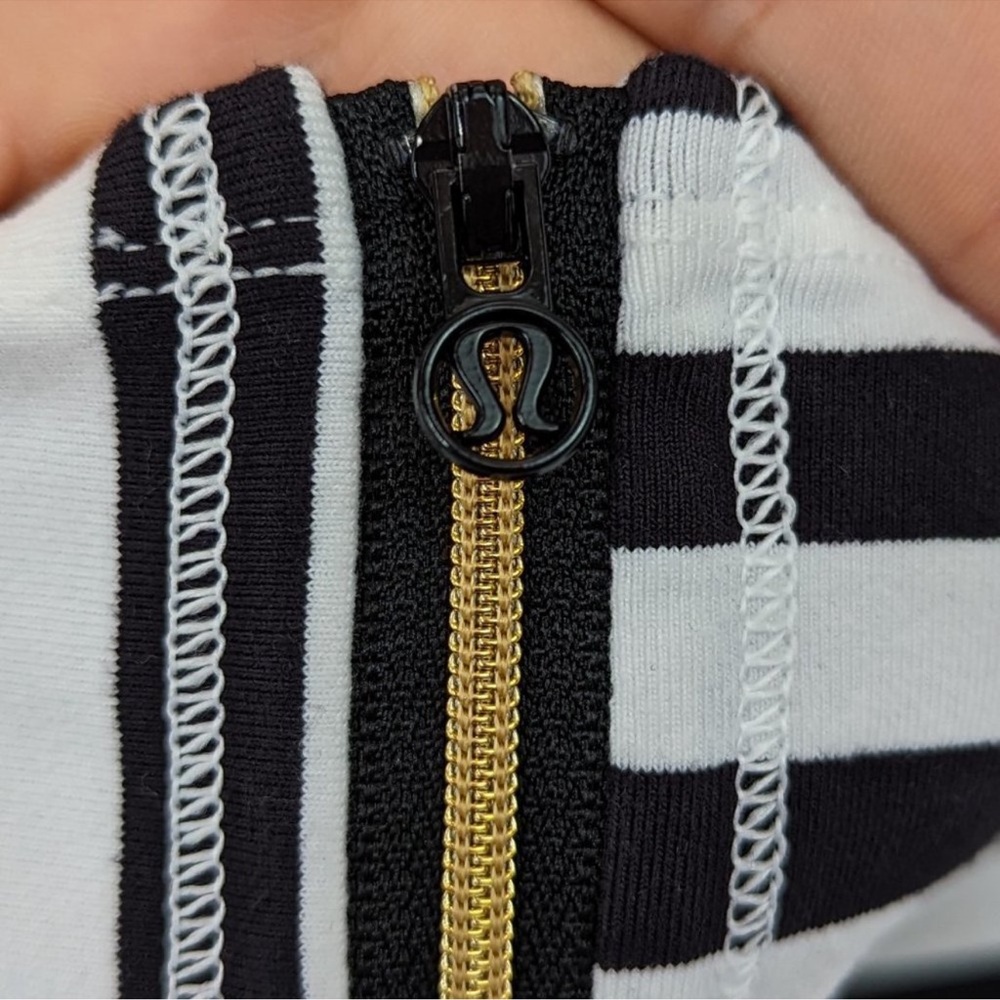 Lululemon Athletica Black and White Scarf with Gold Accents